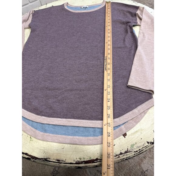 Smartwool Women's Long Sleeve Colorblock Top M Purple & Beige Wool Blend - Picture 6 of 7